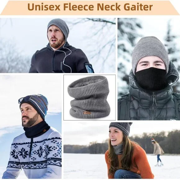 Men Warmer Black,dark Ggrey,yellow3-Pack Neck Thermal Fleece Cold Weather